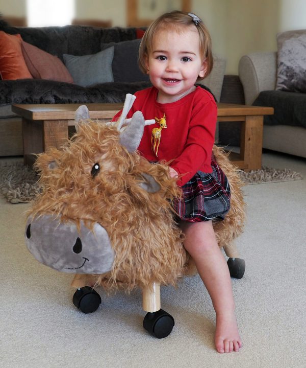 Little Bird Told Me Hubert Animal Ride On, Highland Cow -3585