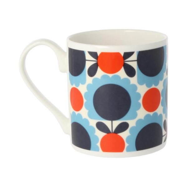 Orla Kiely Scallop Flower Spot Blue & Red Mug-3515