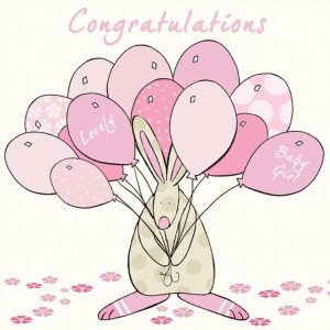 Rufus Rabbit Congratulations Baby Girl Card-0