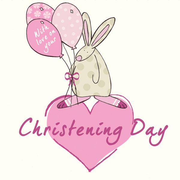 Rufus Rabbit Girl Christening Day Card-0
