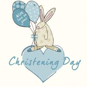 Rufus Rabbit Boy Christening Day Card-0