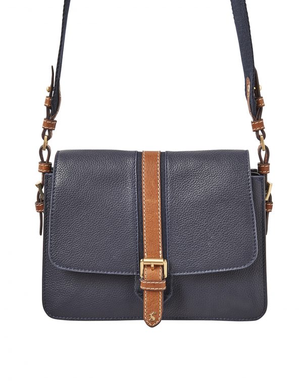 Joules Wimbourne Carriage Leather Cross Body Bag, French Navy-0