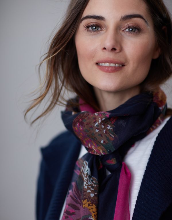 Joules Navy Pheasant Wensley Printed Scarf-0