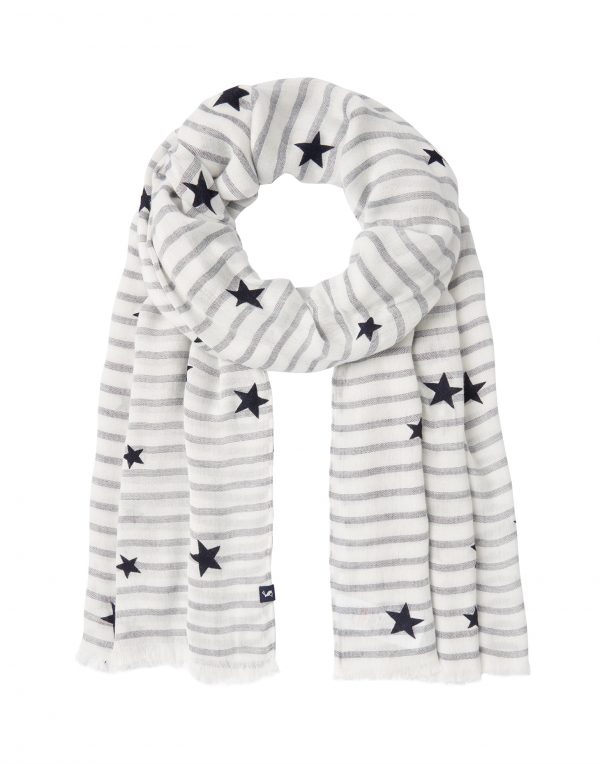 Joules Corin Cream Navy Star Scarf-3632