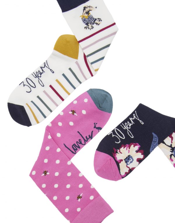 Joules 30th Anniversary Bamboo 3 Pack Floral Socks-3741