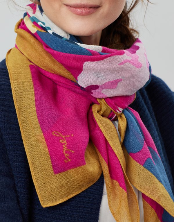 Joules 30th Anniversary Atmore Pink Floral Scarf-0