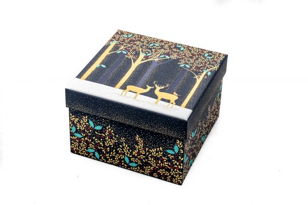 Sara Miller Luxury Deer & Robin Navy Medium Gift Box -0