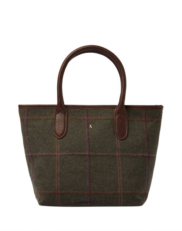 Joules Dark Green Tweed Tote Hand Bag-0