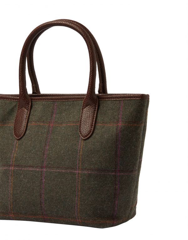 Joules Dark Green Tweed Tote Hand Bag-3781