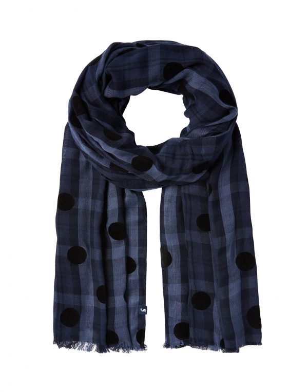 Joules Corin Blue Cotton Check Scarf-3759