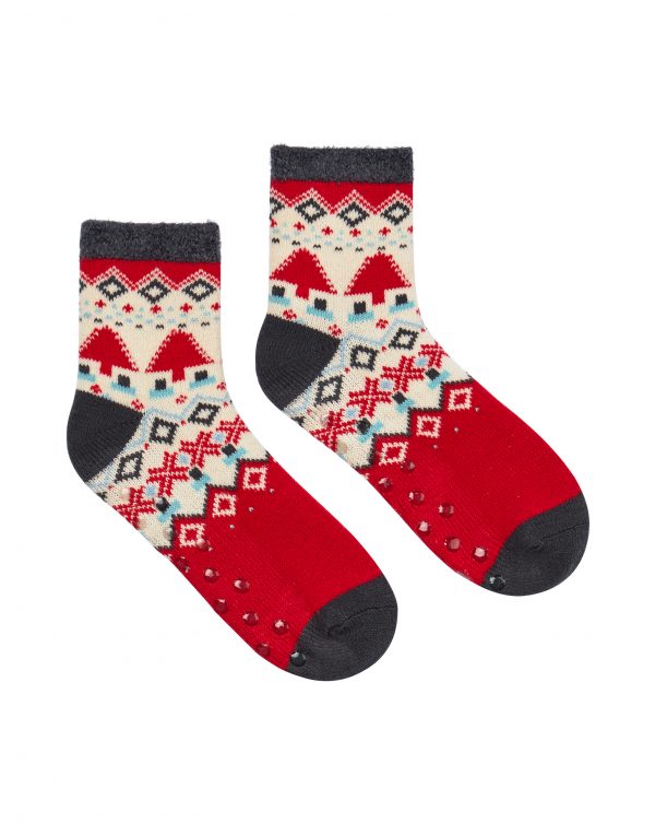 Joules Dark Grey Fairisle Cosy Cabin Socks -0