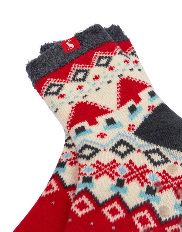 Joules Dark Grey Fairisle Cosy Cabin Socks -3757