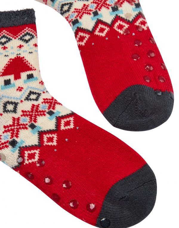 Joules Dark Grey Fairisle Cosy Cabin Socks -3758