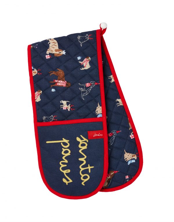 Joules Christmas Dogs Navy Double Oven Gloves-0