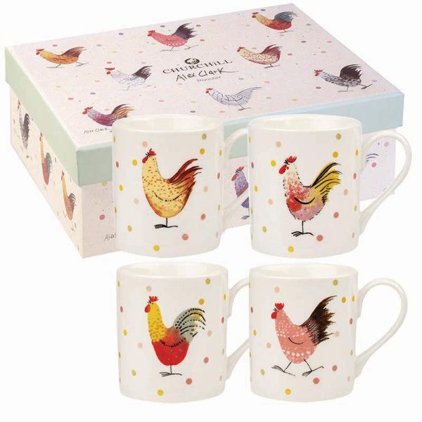 Alex Clark Rooster Set of 4 Mugs, Gift Boxed-0