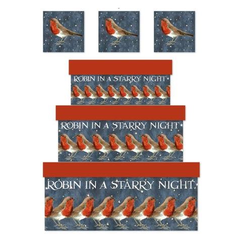 Emma Bridgewater Robin in a Starry Night Set of 3 Gift Boxes -0
