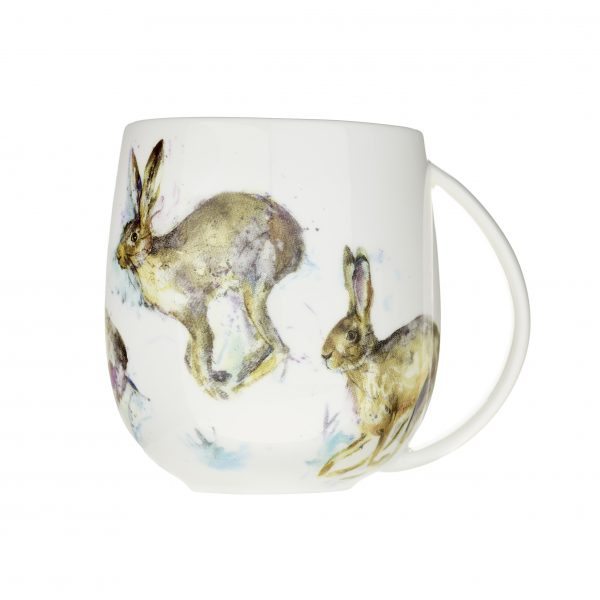 Voyage Fine Bone China Hurtling Hares Mug, 430ml-0