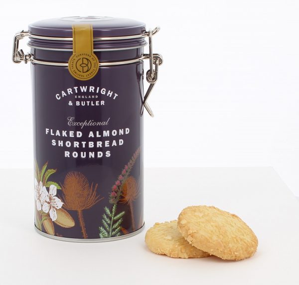 Cartwright & Butler Flaked Almond Shortbread In Tin, Biscuits