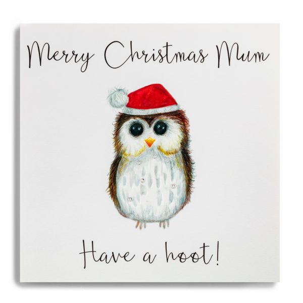 Janie Wilson Merry Christmas Mum Card, Owl-0