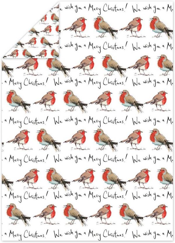 Madeleine Floyd Robin Merry Christmas Flat Wrap x 4 Sheets -0