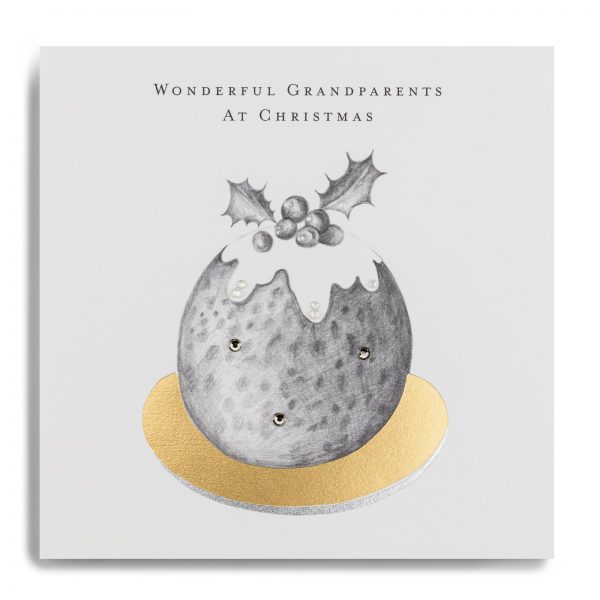 Janie Wilson Wonderful Grandparents Christmas Card, Christmas Pudding-0