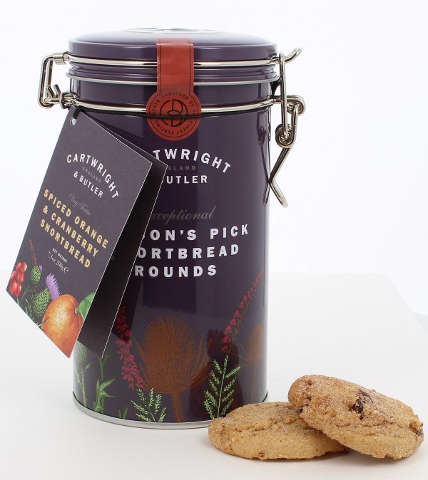 Cartwright & Butler Spiced Orange & Cranberry Shortbread Biscuits In Tin