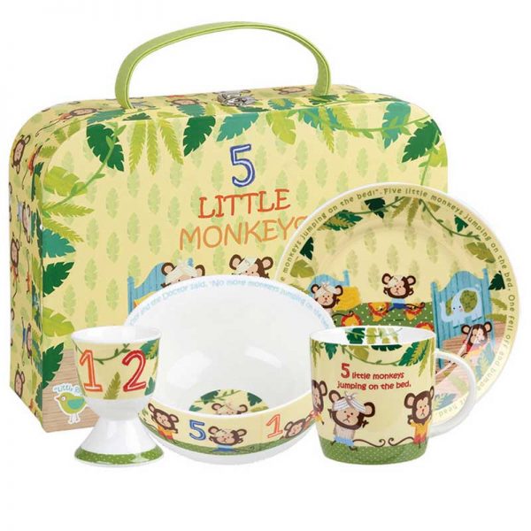 Little Rhymes 5 Little Monkeys 4 Piece Breakfast Set Gift Boxed