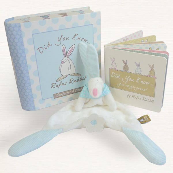 Rufus Rabbit Baby Boy Comforter & Book Gift Set