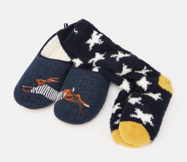 joules hare slipper and sock gift set
