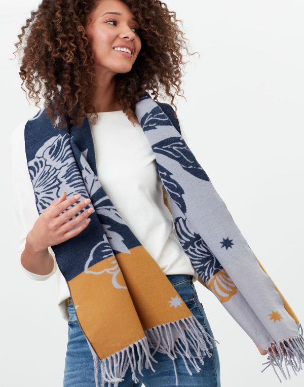 joules yellow floral scarf