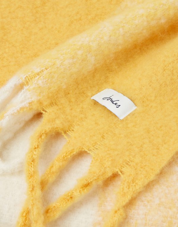 Joules Lin Yellow White Checked Scarf - Image 2