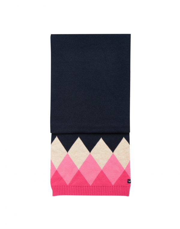 Joules Navy and Pink Argyle Scarf - Image 5