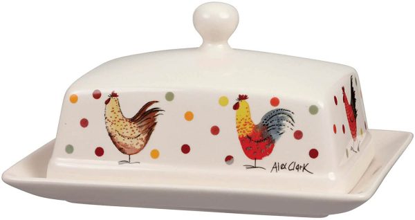 alex clark rooster butter dish