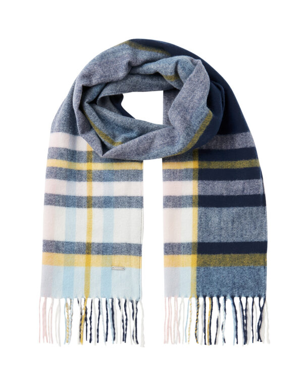 Joules Pink Black Check Woven Scarf - Image 4