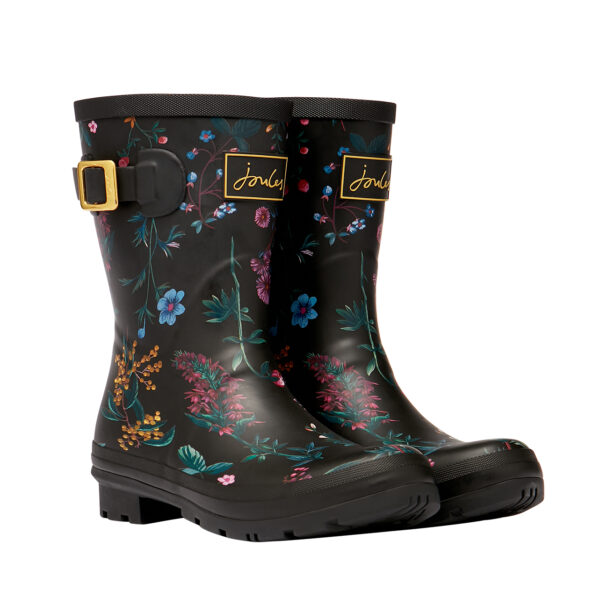 joules black botanical wellies