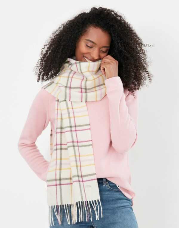 joules cream check scarf