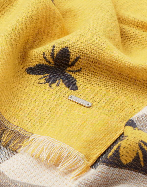 Joules Gold Bee Check Jacquard Scarf - Image 3