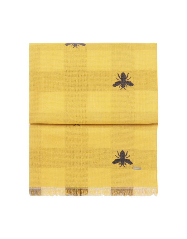 Joules Gold Bee Check Jacquard Scarf - Image 4