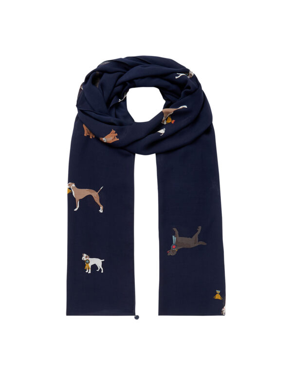 joules navy dogs scarf