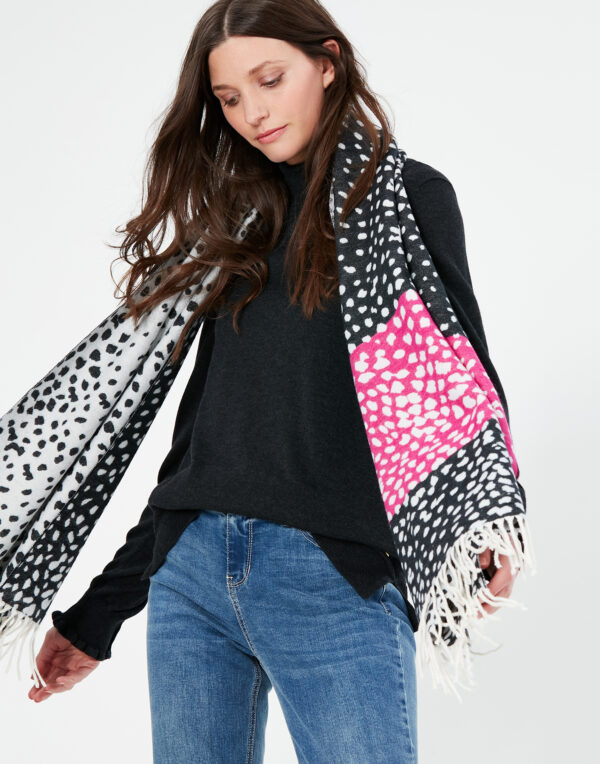 joules black and cream spot scarf
