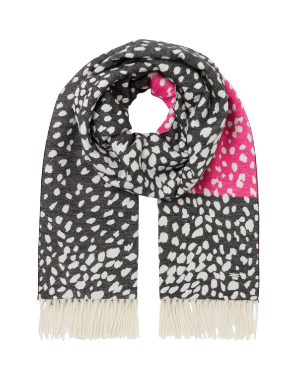 joules black and cream spot scarf