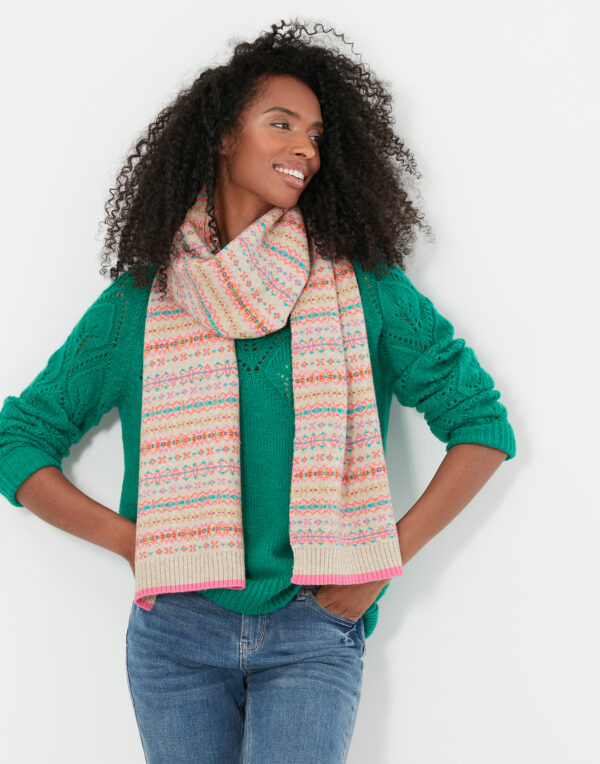 joules fairisle knitted scarf