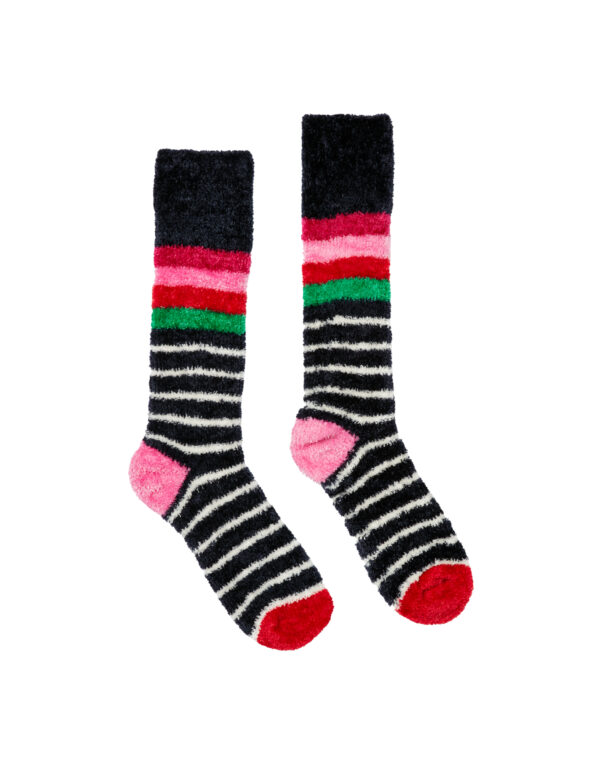 joules navy stripe fluffy socks