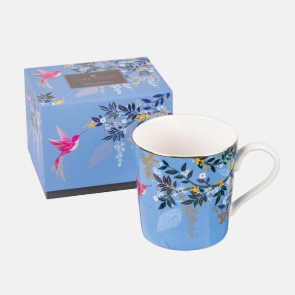 sara miller hummingbird blue mug