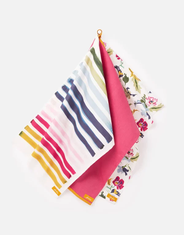 joules set of 3 cambridge floral tea towels