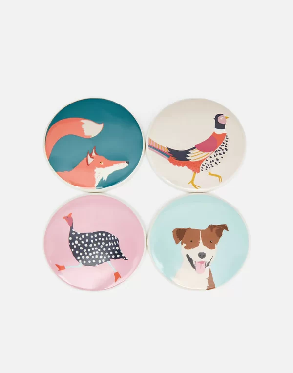 joules set of 4 wildlife coasters